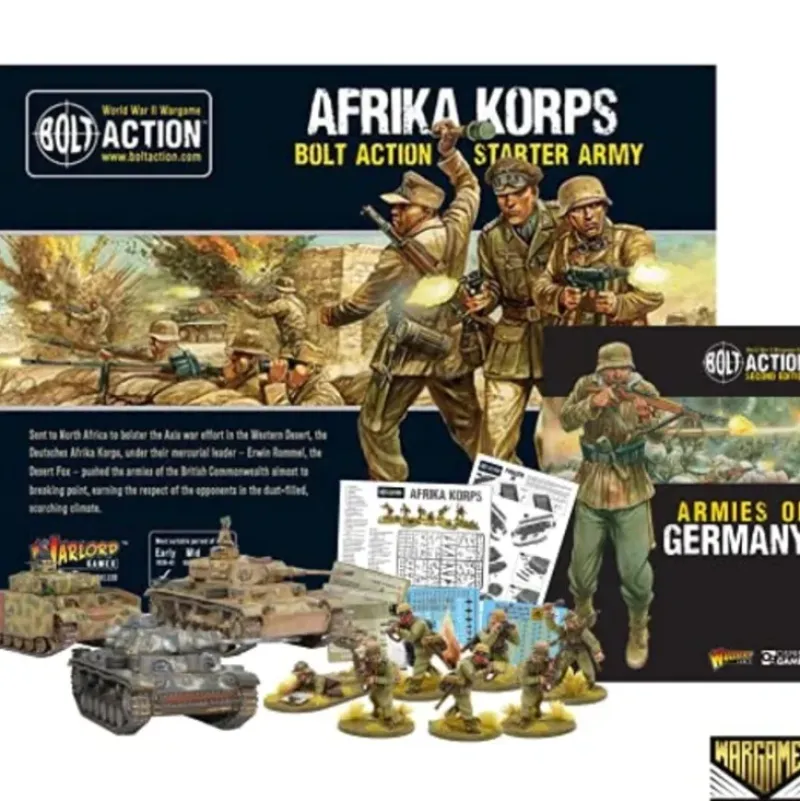 Shop All*Bolt Action - Germany: Afrika Korps Starter Set + Digital Guide: Armies of Germany 2nd Edition - Miniature Marvels: Airplane Models & Painted Dice