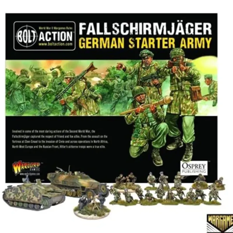 Shop All*Bolt Action - Germany: Fallschirmjger German Army Starter Set + Digital Guide: Armies of Germany 2nd Edition - Miniature Marvels: Airplane Models & Painted Dice