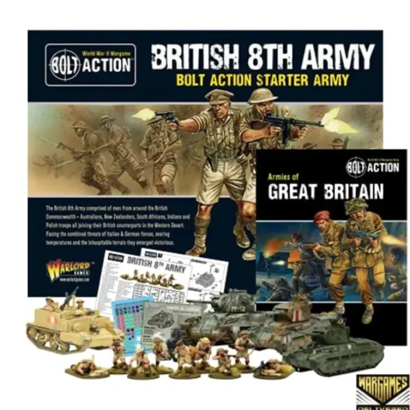 Shop All*Bolt Action - Great Britain: British 8th Army Starter Set + Digital Guide: Armies of Great Britain - Miniature Marvels: Airplane Models & Painted Dice