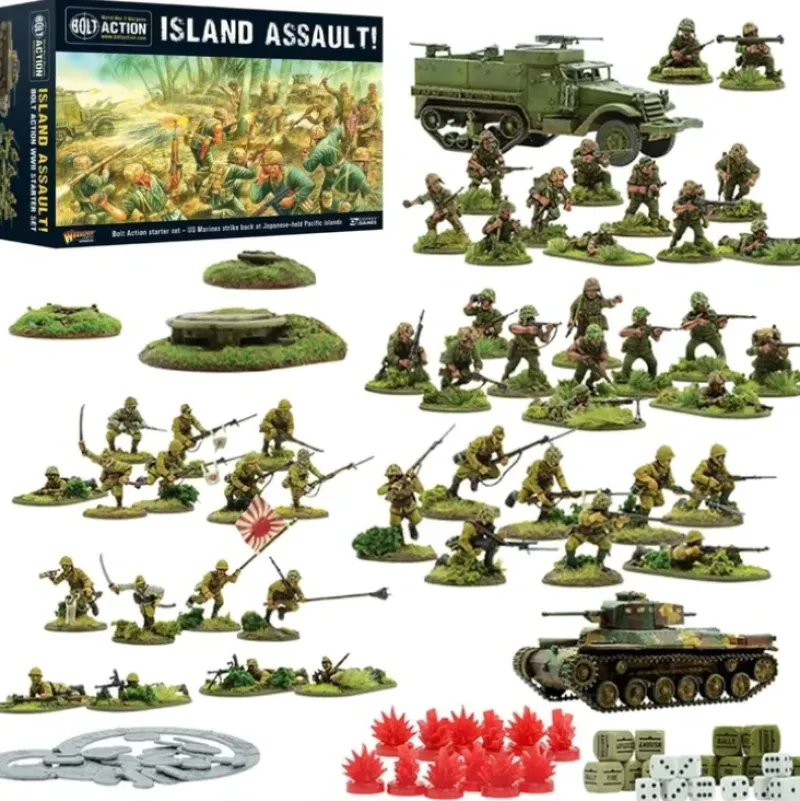 Shop All*Bolt Action - Island Assault Starter Set - Miniature Marvels: Airplane Models & Painted Dice