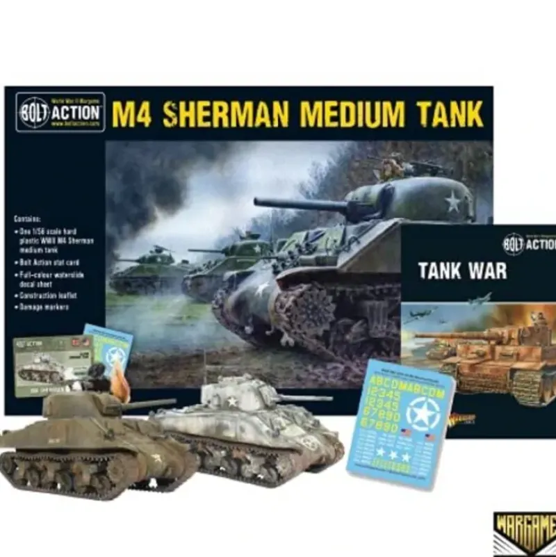 Shop All*Bolt Action - Tank War: M4 Sherman Medium Tank + Digital Guide - Miniature Marvels: Airplane Models & Painted Dice
