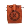 Shop All*Brown Leather Lite Ouroboros Design Self-Standing Large Dice Bag ERD 540 - Miniature Marvels: Airplane Models & Painted Dice