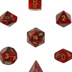 Dice<Burgundy / Gold: Vortex Polyhedral Dice Set (7's) CHX 27434 - Miniature Marvels: Airplane Models & Painted Dice