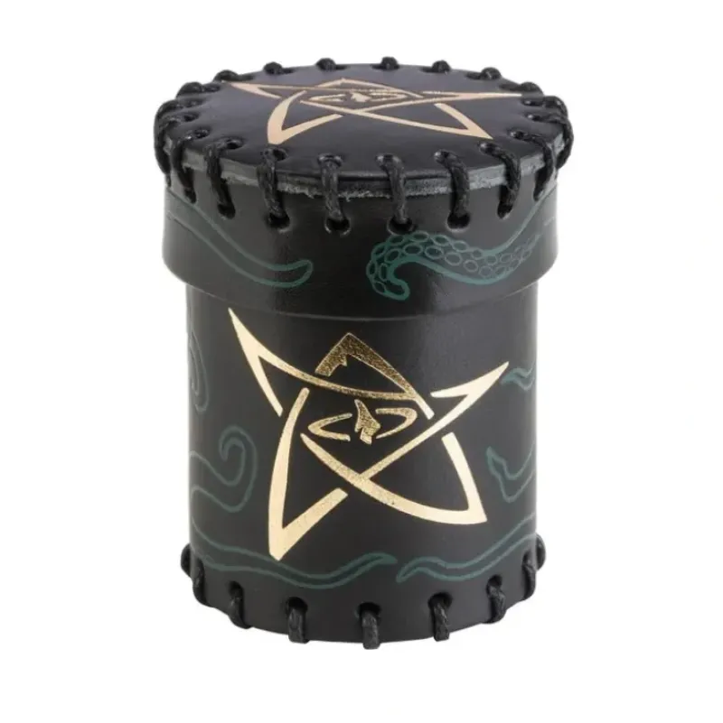 Shop All*Call of Cthulhu Black & Green-Golden Leather Dice Cup QWS CCTH104 - Miniature Marvels: Airplane Models & Painted Dice