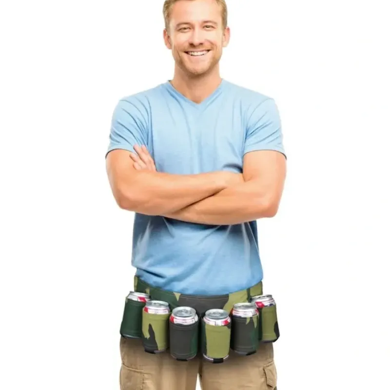Egpull<CAMOUFLAGE 6-PK BEER CAN GAG BELT - white trash style! - Miniature Marvels: Airplane Models & Painted Dice