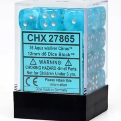 Dice<Caribbean Blue / White: Frosted 36d6 12mm Dice Block CHX 27816 - Miniature Marvels: Airplane Models & Painted Dice