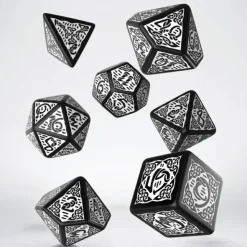 Dice<Celtic 3D Revised Black & White Dice Set (7) QWS SCER05 - Miniature Marvels: Airplane Models & Painted Dice
