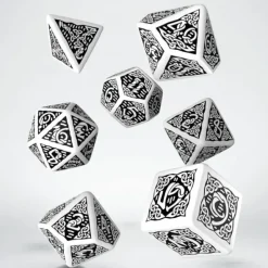 Dice<Celtic 3D Revised White & Black Dice Set (7) QWS SCER02 - Miniature Marvels: Airplane Models & Painted Dice
