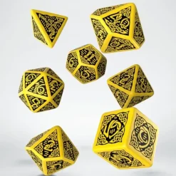 Dice<Celtic 3D Revised Yellow & Black Dice Set (7) QWS SCER13 - Miniature Marvels: Airplane Models & Painted Dice