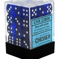 Shop All*Chessex CHX25806 D6 Cube 12mm Blue Dice w/ White Pips - Miniature Marvels: Airplane Models & Painted Dice