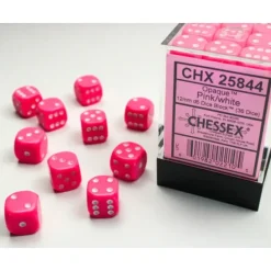 Shop All*Chessex CHX25844 D6 Cube 12mm Pink Dice w/ White Pips - Miniature Marvels: Airplane Models & Painted Dice