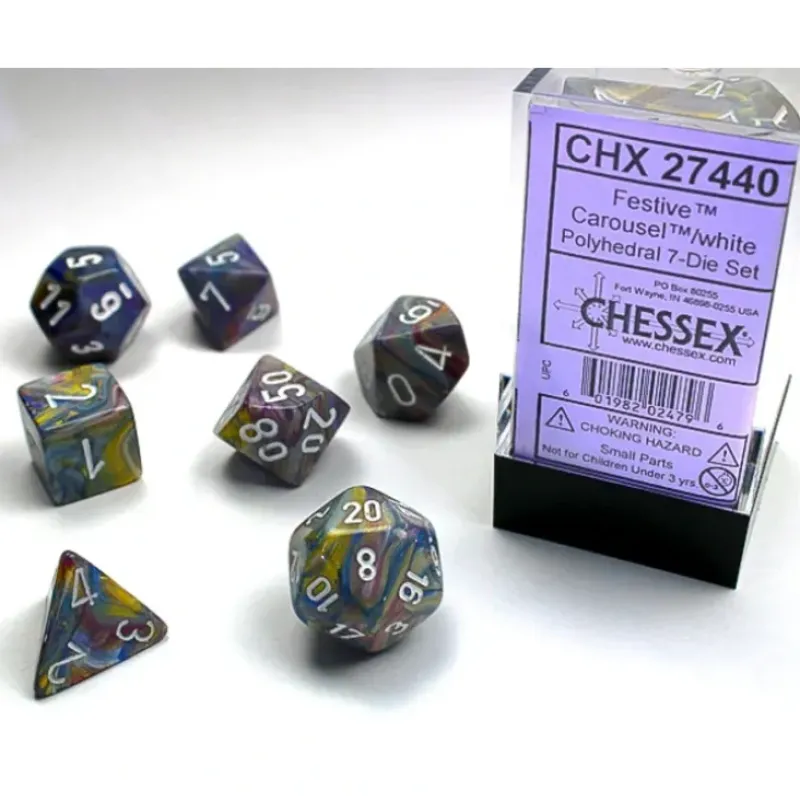 Shop All*Chessex CHX27440 Festive Carousel Dice w/ White Numbers - Miniature Marvels: Airplane Models & Painted Dice