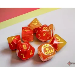Shop All*Chessex CHX30051 Gemini Gellow-Red/yellow Polyhedral Luminary 7-Dice Set (with bonus die) - Miniature Marvels: Airplane Models & Painted Dice