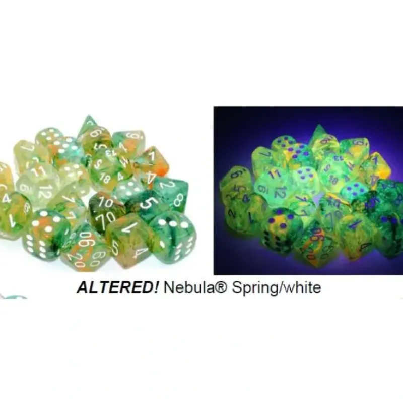 Shop All*Chessex CHX27555 Luminary Nebula Spring Dice w/ White Numbers - Miniature Marvels: Airplane Models & Painted Dice