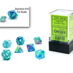 Shop All*Chessex CHX20546 Mini-Polyhedral Festive Waterlily w/ White numbers. - Miniature Marvels: Airplane Models & Painted Dice