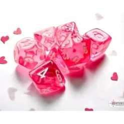 Shop All*Chessex CHX20384 Mini-Polyhedral Transparent Pink w/white numbers. - Miniature Marvels: Airplane Models & Painted Dice