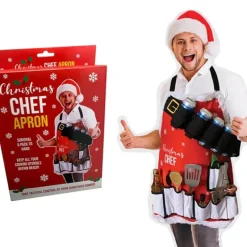 Egpull<Christmas Chef Apron - Holds 6 Beers! 9 Large Pocket for Utensils - Holiday Gift - Miniature Marvels: Airplane Models & Painted Dice