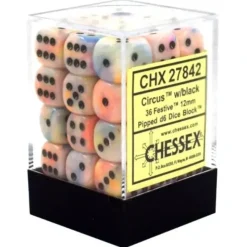 Dice<Circus / Black: Festive 36d6 12mm Dice Block CHX 27842 - Miniature Marvels: Airplane Models & Painted Dice