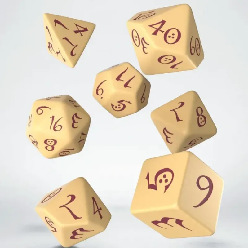 Dice<Classic RPG Beige & Burgundy Dice Set (7) QWS SCLE87 - Miniature Marvels: Airplane Models & Painted Dice