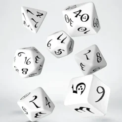 Dice<Classic RPG White & Black Dice Set (7) QWS SCLE02 - Miniature Marvels: Airplane Models & Painted Dice