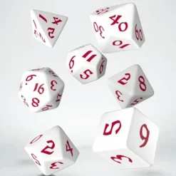 Dice<Classic Runic White & Red Dice Set (7) QWS SCLR26 - Miniature Marvels: Airplane Models & Painted Dice