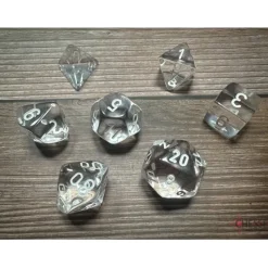 Dice<Clear / White: Translucent Polyhedral Die Set (7's) CHX 23071 - Miniature Marvels: Airplane Models & Painted Dice