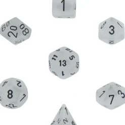 Dice<Clear with Black: Frosted Polyhedral Dice Set (7's) CHX 27401 - Miniature Marvels: Airplane Models & Painted Dice