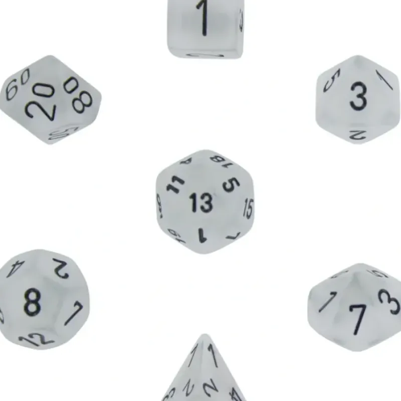 Dice<Clear with Black: Frosted Polyhedral Dice Set (7's) CHX 27401 - Miniature Marvels: Airplane Models & Painted Dice