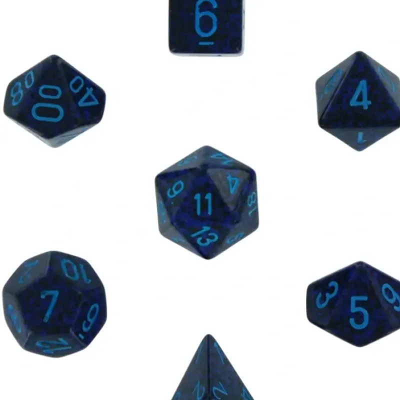 Dice<Cobalt: Speckled Polyhedral Dice Set (7's) CHX 25307 - Miniature Marvels: Airplane Models & Painted Dice