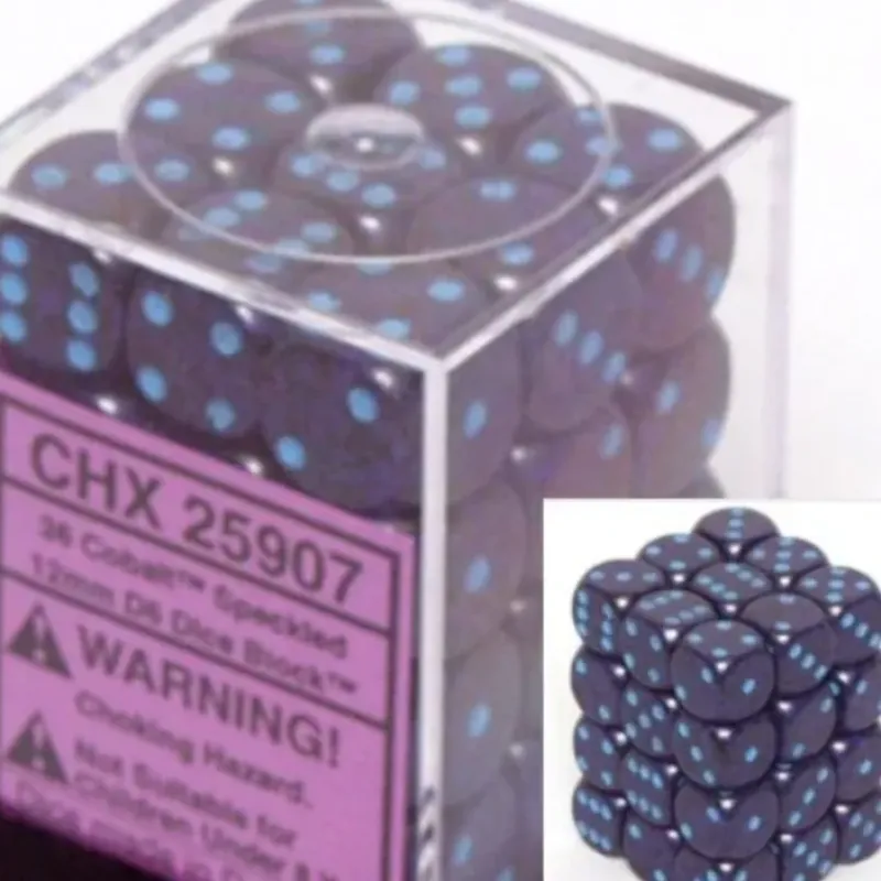 Dice<Colbalt: Speckled 36d6 12mm Dice Block CHX 25907 - Miniature Marvels: Airplane Models & Painted Dice