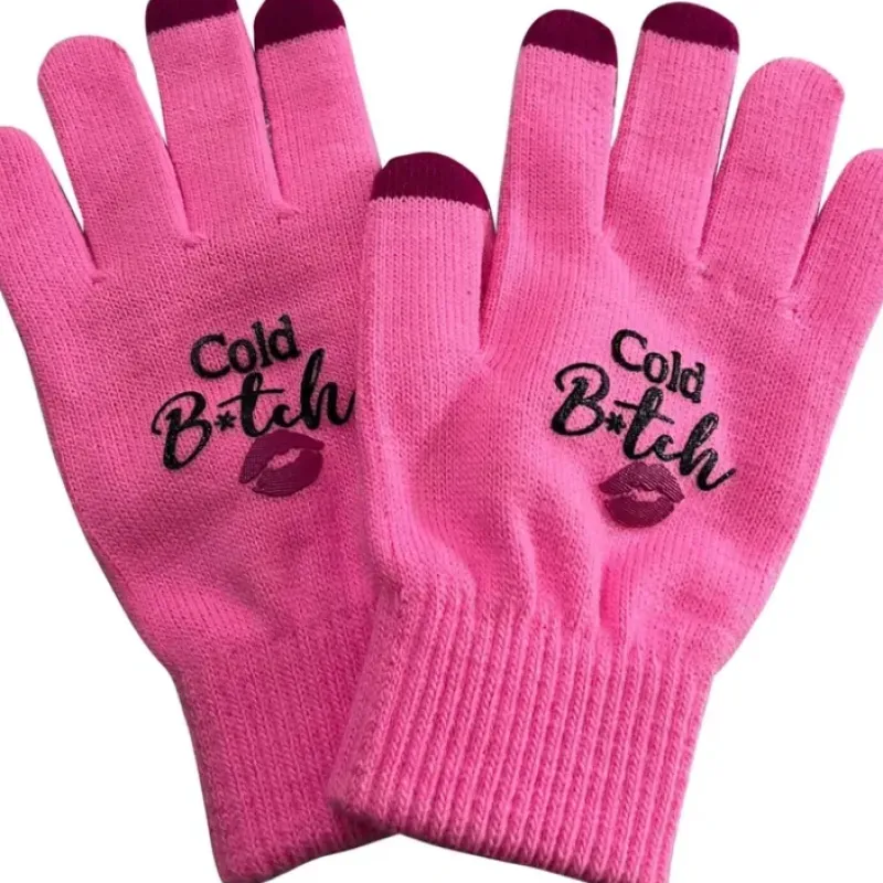 Egpull<COLD B*TCH GLOVES - Pink Winter Sexy Women Ladies - Touchscreen Functionality - Miniature Marvels: Airplane Models & Painted Dice