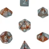 Dice<Copper-Steel with White: Gemini Polyhedral Dice Set (7's) CHX 26424 - Miniature Marvels: Airplane Models & Painted Dice