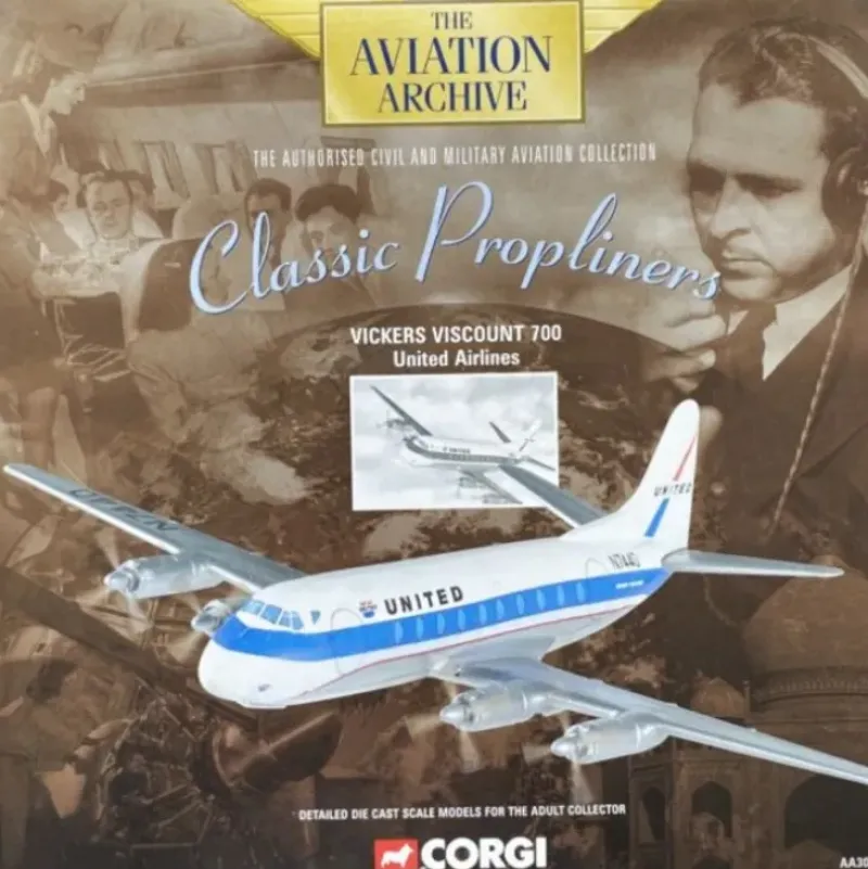 Airplane Model*Corgi AA30502 1:144 Vickers Viscount 700 United Airlines - Miniature Marvels: Airplane Models & Painted Dice