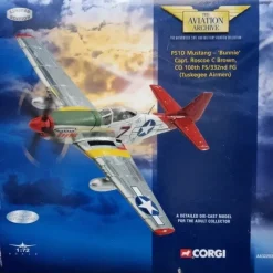 Airplane Model*Corgi AA32203 P-51D Mustang USAAF 332nd FG, 100th FS Tuskegee Airmen "Bunnie", Roscoe Brown - Miniature Marvels: Airplane Models & Painted Dice