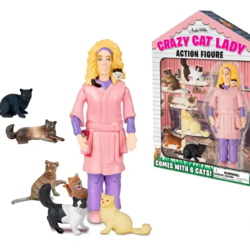 Egpull<CRAZY CAT LADY Action Figure with 6 Cats - Hysterical Gag Gift - Archie McPhee - Miniature Marvels: Airplane Models & Painted Dice