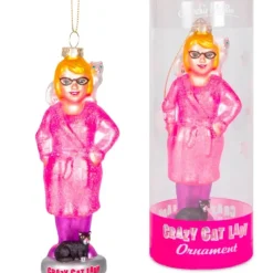 Egpull<Crazy Cat Lady Ornament - Christmas Art Hand-Blown Glass Decor Archie McPhee - Miniature Marvels: Airplane Models & Painted Dice