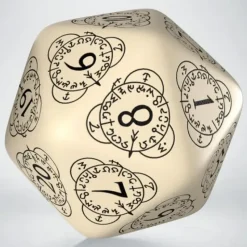 Dice<D20 Level Counter Beige & Black Die (1) QWS 20LEV18 - Miniature Marvels: Airplane Models & Painted Dice