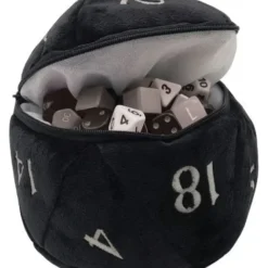 Accessories<D20 Plush Dice Bag - Black - Miniature Marvels: Airplane Models & Painted Dice