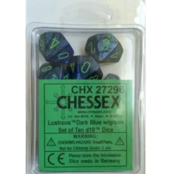 Dice<Dark Blue / Green: Lustrous d10 Dice Set (10's) CHX 27296 - Miniature Marvels: Airplane Models & Painted Dice