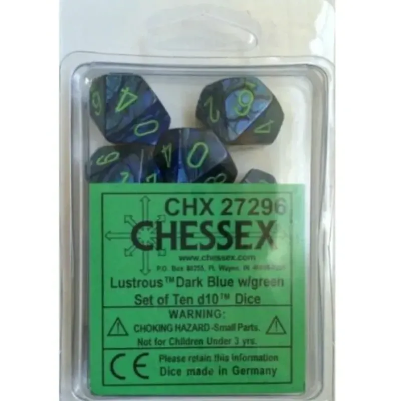 Dice<Dark Blue / Green: Lustrous d10 Dice Set (10's) CHX 27296 - Miniature Marvels: Airplane Models & Painted Dice