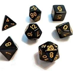 Dice<Dice Set: Solid Black + Gold Ink SDZ 0002-03 - Miniature Marvels: Airplane Models & Painted Dice