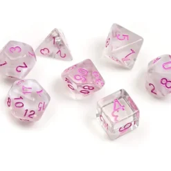 Dice<Dice Set: White Cloud, Pink Ink SDZ 0002-09 - Miniature Marvels: Airplane Models & Painted Dice