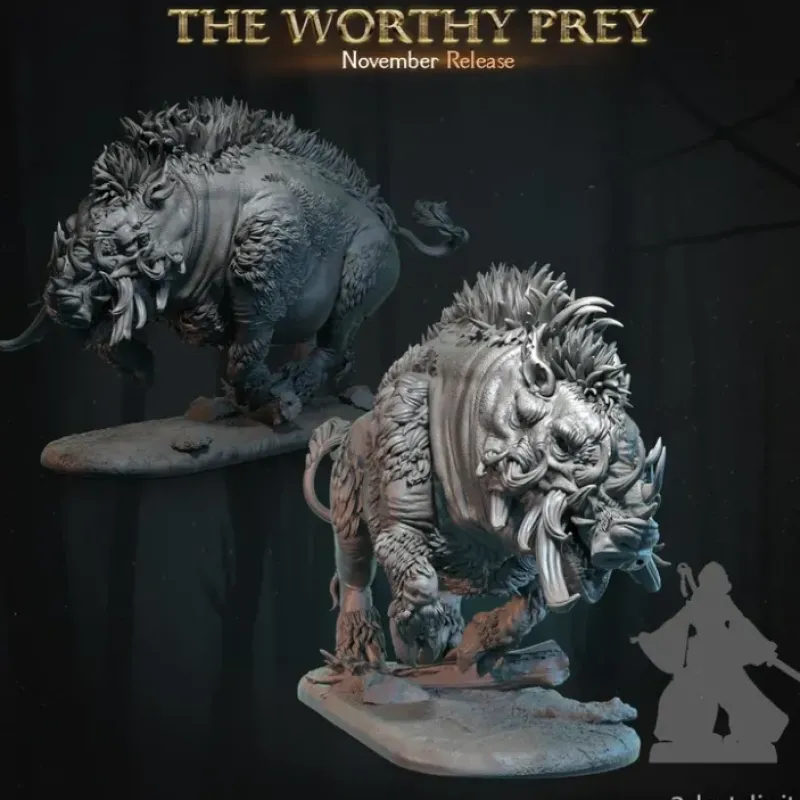Miniature<Dire Boar - Miniature Marvels: Airplane Models & Painted Dice