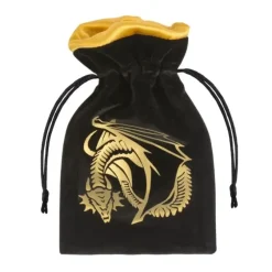Shop All*Dragon Black & Golden Velour Dice Bag QWS BDRA121 - Miniature Marvels: Airplane Models & Painted Dice