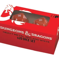 Accessories<Dungeons & Dragons RPG: Heavy Metal Red and White D20 Dice Set - Miniature Marvels: Airplane Models & Painted Dice