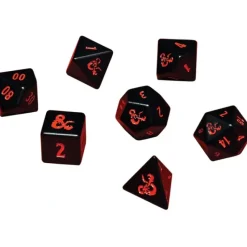 Accessories<Dungeons and Dragons RPG: Heavy Metal - Poly Black and Red Dice Set (7) - Miniature Marvels: Airplane Models & Painted Dice