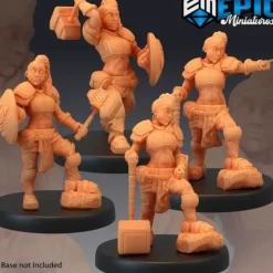 Miniature<Dwarven War Maiden - Miniature Marvels: Airplane Models & Painted Dice
