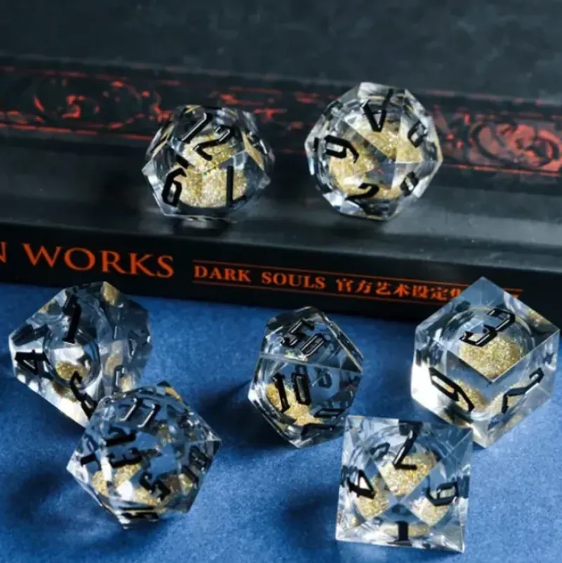 Shop All*Elixir Liquid Core Set Clear w/ Gold Glitter and Black Numbers - Miniature Marvels: Airplane Models & Painted Dice