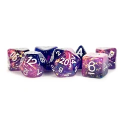 Dice<Eternal Purple/Blue 16mm Resin Poly Set MET 633 - Miniature Marvels: Airplane Models & Painted Dice