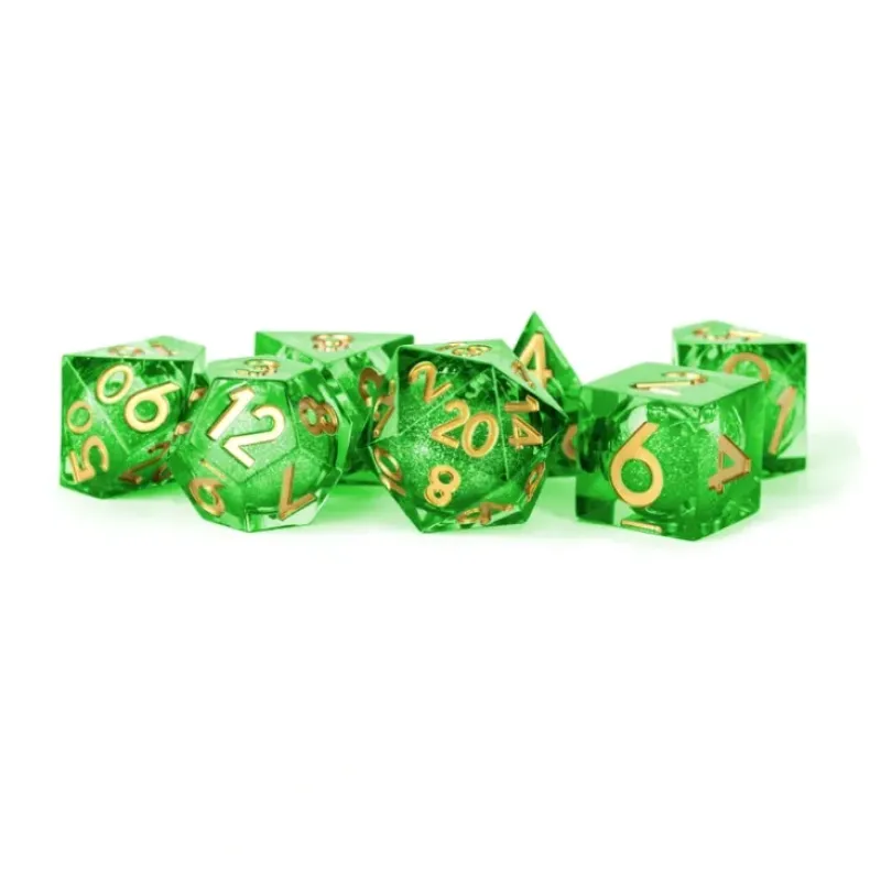 Shop All*FanRoll Elixir Liquid Core Set Green w/ Gold Numbers - Miniature Marvels: Airplane Models & Painted Dice
